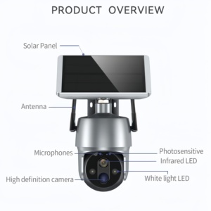 กล้องวงจรปิด PTZ กลางแจ้ง พลังงานแสงอาทิตย์ ความละเอียด 8MP 5MP 4G ดีไซน์ 3 เลนส์ 12MP พร้อมที่เก็บข้อมูลบนคลาวด์ มองเห็นในเวลากลางคืน - Product Image 2