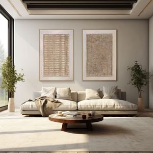 Peinture à l'huile abstraite minimaliste texturée 3D encadrée, art mural artisanal pour la décoration des couloirs d'hôtels de luxe - Product Image 6