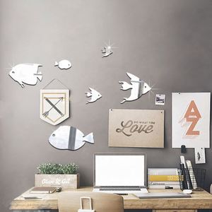 Nouvel autocollant mural 3D amovible en forme de poissons marins, effet miroir, décalcomanie DIY pour la décoration intérieure - Product Image 3