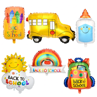 Ballons de rentrée scolaire BLN en gros – Lot de 22 ballons en aluminium Mylar (Autobus scolaire, Crayon, Pomme) – Décoration de fête en classe sans hélium – Vente en gros