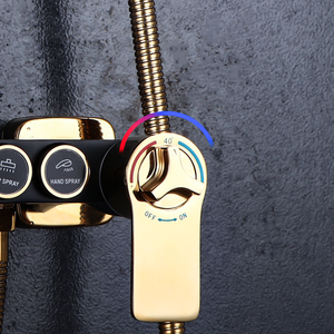 Nuevo diseño <span class=keywords><strong>de</strong></span> piano temperatura constante oro dorado negro baño barato Sistema <span class=keywords><strong>de</strong></span> cortina <span class=keywords><strong>de</strong></span> ducha grifo mezclador conjunto <span class=keywords><strong>de</strong></span> baño - Product Image 2