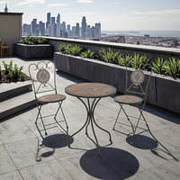 Ensemble de mobilier d'extérieur moderne et durable, 3 pièces, chaise et table de bistrot en fer, pour balcon, jardin, hôtel/salon
