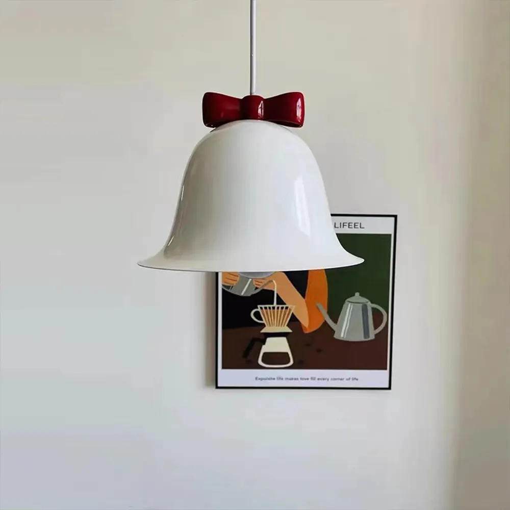 Lámpara colgante de estilo nórdico, moderna, minimalista, con lazos y campanas