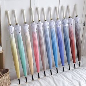 Parapluie publicitaire compact YH-H, couleur unie, style japonais et coréen, 16 baleines, tige droite épaissie - Product Image 1