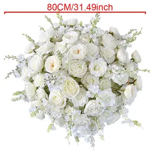 Nouveauté, rose artificielle en soie blanche de luxe de haute qualité 5D, boule de fleurs de 60 cm, centre de table et décorations de table pour mariage - Product Image 6