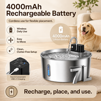 Fontaine à eau portable pour animaux de compagnie en acier inoxydable étanche 7L, distributeur d'eau automatique sans fil pour chat et chien, rechargeable 4000mAh