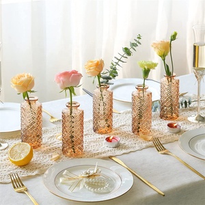 Jarrón de Vidrio Transparente Ámbar Cuadrado Pequeño de 6 Piezas, Decoración Moderna para el Hogar, Arreglo Floral, Jarrón Hidropónico de Escritorio, Jarrón para Bodas - Product Image 4