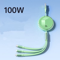Nouveau câble de charge de téléphone télescopique 100W, charge rapide 3 en 1, cordons rétractables de 1,2 m avec logo personnalisé
