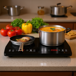 Table de cuisson à induction 4000W 2 brûleurs, commande tactile, portable, avec surface en verre, pour usage domestique - Product Image 2