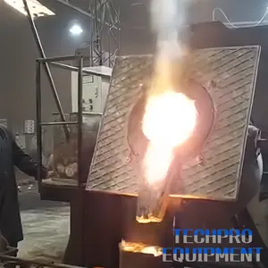 100kg 1 tonelada horno fundición de hierro metal máquina eléctrica fundición acero horno basculante inducción fundición forja industrial