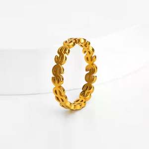 Anillo Personalizado de Acero Inoxidable para Mujer, Diseño de Símbolo de Dólar Completo, Estilo Hip Hop, Color Resistente, Accesorios para los Dedos, Joyería Fina - Product Image 6