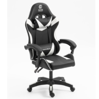 Chaise de jeu avec support lombaire et appui-tête, dossier haut ergonomique en cuir PU, pivotant à 360 degrés avec repose-pieds, lumières LED RGB, OEM