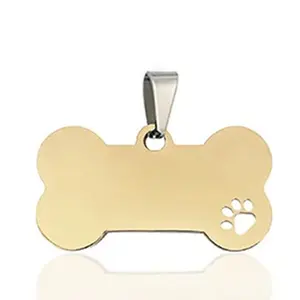 Fashion Stainless Steel Dog Tags Metal Pet Tags Custom Gold Dog Paw Tags