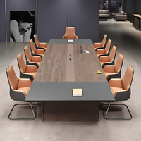 Table de conférence moderne de 94 à 236 pouces de large (8 à 19,5 pieds) pour 6 à 18 personnes avec structure en acier et bois massif