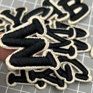 Parches de letras 3D para coser de alta calidad, parches de hierro con bordado de Alfabeto Negro - Product Image 3