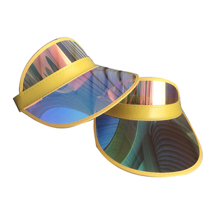 Thời trang ngoài trời Golf chạy thể thao Visor Mũ UV bảo vệ laser óng ánh nhân đôi nhựa rõ ràng PVC Mặt Trời bữa tiệc giản dị - Product Image 1