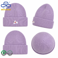 Bonnet épais haut de gamme avec patch brodé chien, bord côtelé replié, accessoire d'hiver douillet, design personnalisé sur mesure, fournisseur direct en stock