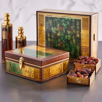 Boîte à chocolat de luxe personnalisée avec logo, 3 tiroirs, vide, pour chocolats comestibles, emballage en bois, cadeau pour l'Aïd Moubarak et le Ramadan