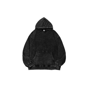 450G High Quality 100% Cotton Acid Washed Custom Hoodie High Street Series Washing Old Sweater Stone Washed Vintage Hoodie - Product Image 1