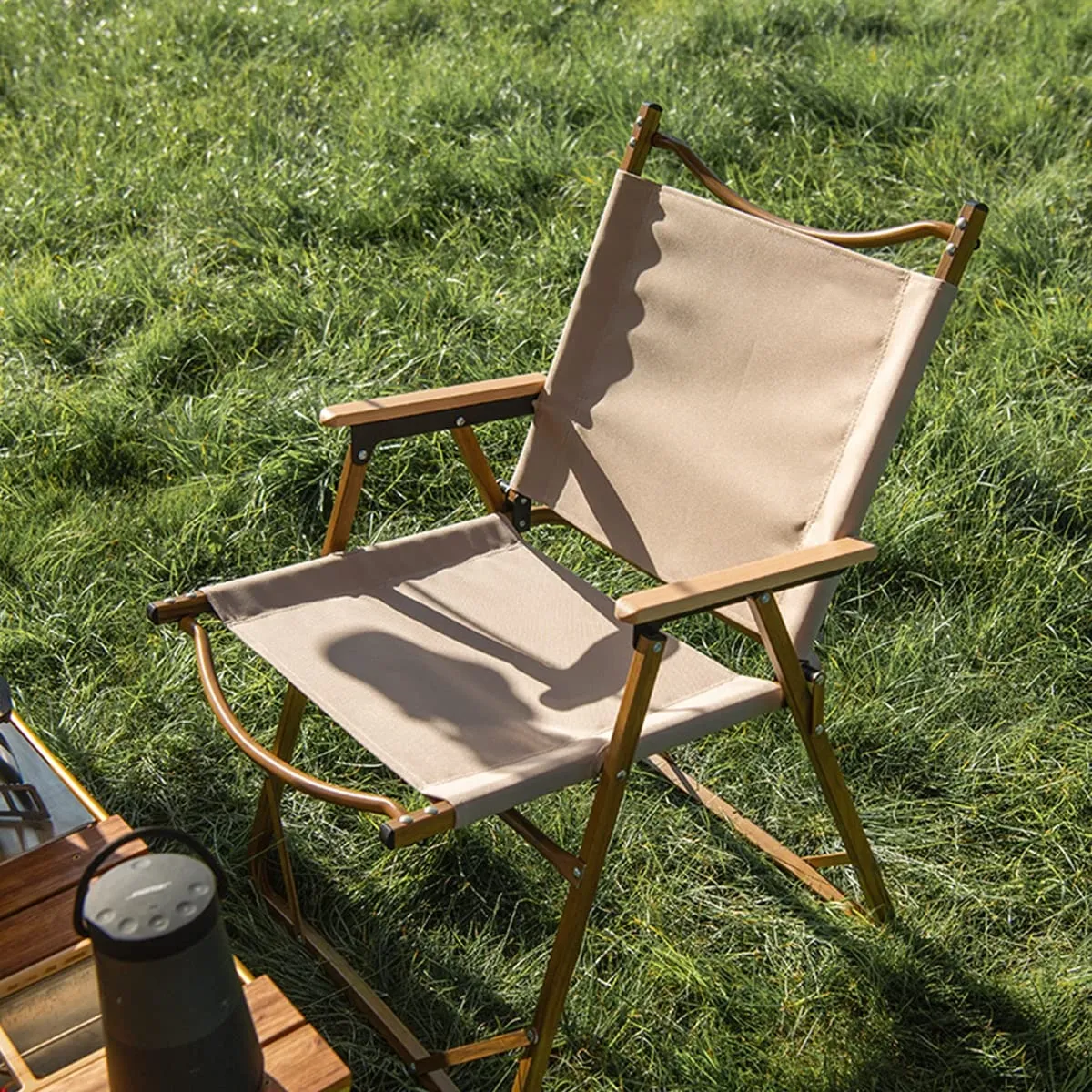 เก้าอี้พับได้สำหรับตั้งแคมป์ทำจากผ้าใบแคนวาสเฟอร์นิเจอร์กลางแจ้งแบบพกพาพับได้สำหรับปิกนิกตั้งแคมป์
