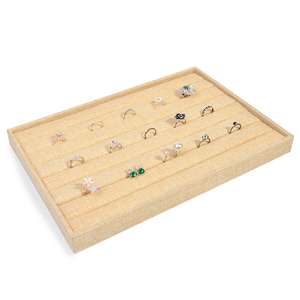 Đồ trang sức khay Nhẫn trường hợp màu be lanh lưu trữ Vòng Organizer trang sức hiển thị khay - Product Image 1