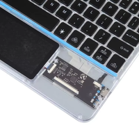 BT gunting lampu latar LED, tata letak US Keyboard transparan untuk iPad Android Windows Mac sistem tablet