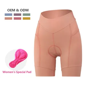 Shorts de ciclismo short feminino de cintura alta com absorção de choque e acolchoamento de camurça