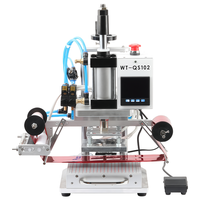Mesin Hot Stamping Pneumatik Desktop KJ-WT-QS102 Semi-Otomatis dengan Pengumpan & Penggulung Foil, Pencetak Hot Foil Emboss Logo