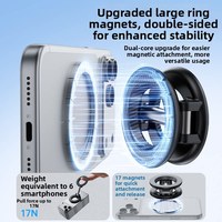 Support de téléphone magnétique double face |   Conception pliable et portable |   Aimants puissants N52 à forte adhérence |   Support universel A12 pour diffusion en direct