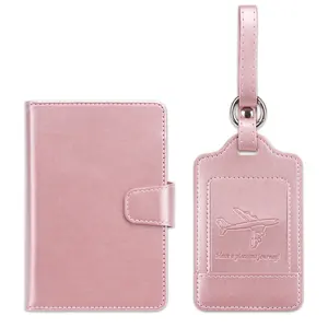 Gold Supplier Heavy Duty Waterproof Travel Set Including PU Vegan Leather Passport Holder Card Holder And Luggage Tag Combo