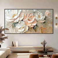 Tableaux muraux minimalistes à texture florale, grande toile peinte à la main, peinture à l'huile encadrée, décoration intérieure, cadeau pour l'inauguration d'une maison
