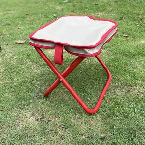 Portable <b>Folding</b> <b>Stool</b> With Oxford Cloth Seat Red Frame Outdoor Picnic Chair - Product Image 1
