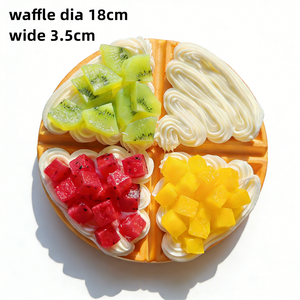 Modèle de gaufre réaliste en plastique écologique, faite à la main, fruits artificiels : kiwi, fruit du dragon, mangue, crème fouettée - Product Image 1