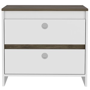 Otom Nightstand One <b>Drawer</b> One Shelf Smokey Oak White <b>Storage</b> Unit Bedroom Furniture - Product Image 2