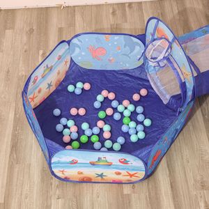 Carpa de juegos infantil con túnel, temática subacuática, 3 en 1, casa de juegos interior para niños de 4 a 6 años - Product Image 3