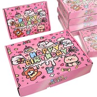 Caja de Envío Personalizada con Diseño de Avión de Cartón Corrugado Rosa, Caja de Envío con Patrón de Animales Lindos para Regalos de Comercio Electrónico