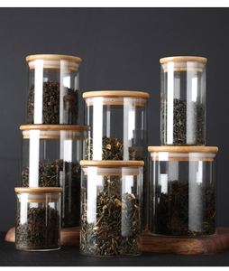 300ml 800ml Borosilicate Bamboo Lid Large Glass Storage Jars <b>Set</b> Glass <b>Sugar</b> <b>Coffee</b> <b>Tea</b> Canister With Bamboo Lid for Kitchen - Product Image 3