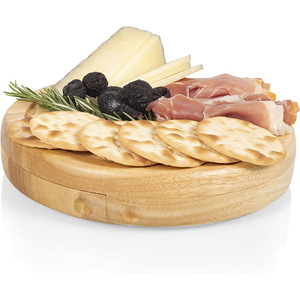 <b>Cheese</b> Board <b>Set</b> With <b>Knife</b> And Fork Portable Wooden <b>Cheese</b> Plate For Serving Snacks And Desserts - Product Image 2