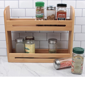 Bamboo Double Layer Spice <b>Rack</b> Countertop Storage Organizer Minimalist Design <b>Kitchen</b> Spices Holder - Product Image 2