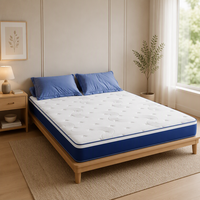 Matelas compressible enroulable avec bordure bleue et ressorts hybrides
