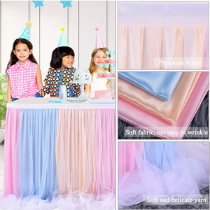 Housse <span class=keywords><strong>de</strong></span> <span class=keywords><strong>table</strong></span> rotative jetable <span class=keywords><strong>de</strong></span> luxe en gros avec LED, en tulle tutu <span class=keywords><strong>blanc</strong></span> et mousseline, pour décoration <span class=keywords><strong>de</strong></span> mariage - Product Image 6