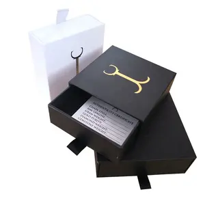 Cajas de Regalo de joyería con logotipo personalizado impreso, cajón de cartón, embalaje