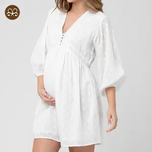 Wholesale Women's Nursing Wear Fashion Maternity Breathable V-Neck Daily Breastfeeding Dress