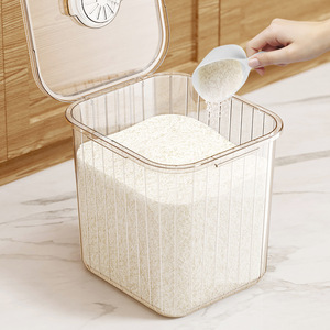 Boîte de rangement pour riz en plastique moderne de <span class=keywords><strong>10</strong></span> L avec échelle de temps et cuillère doseuse, récipient à céréales hermétique anti-insectes et anti-humidité - Product Image 3