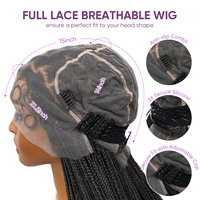 Perruque extra longue tressée sans nœuds de 50 pouces, cheveux synthétiques faits à la main, transparents, mi-légers, aspect naturel pour femmes