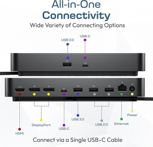 เดลล์ โปร ด็อค WD25 อุปกรณ์เชื่อมต่อแบบออลอินวัน RJ45 <span class=keywords><strong>LAN</strong></span> ฮับข้อมูล 10Gbps แท่นวางแล็ปท็อป 10 พอร์ต USB-C - Product Image 6