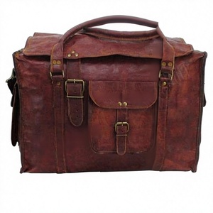 Vintage <b>Leather</b> Duffel <b>Bag</b> With Buckle Strap Closure Unisex Travel Backpack 36–55L Capacity <b>Soft</b> Handle Design - Product Image 1