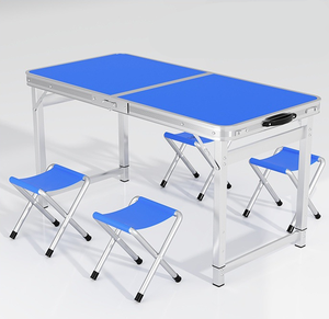 Tavolo da Campeggio Pieghevole Leggero e Moderno, Piccolo Arredo da Esterno per Pranzo e Lavoro, Design Pieghevole in Metallo con Vano Portaoggetti - Product Image 5