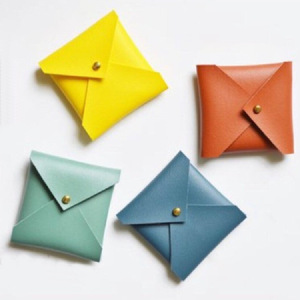 Tarjeteros de cuero al por mayor de fábrica, monederos minimalistas de colores pastel, tarjeteros cuadrados de estilo coreano. - Product Image 4