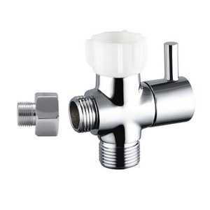 Robinet d'arrêt, raccord en T 7/8" x 7/8" x G1/2" avec adaptateur en T UNEF9/16"-24 pour bidet, vanne de dérivation de toilette en laiton - Product Image 1